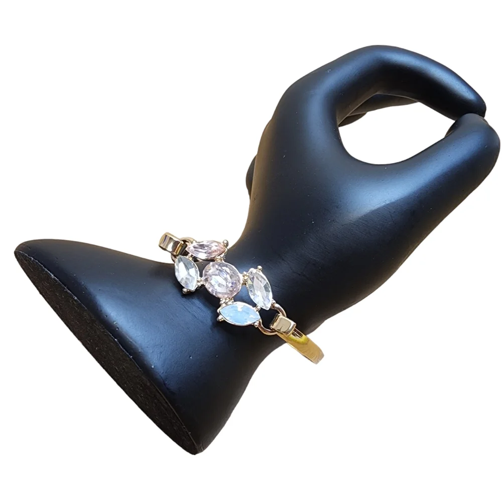 Nine West Bracelet Cuff / Bangle With Multi-Colored Pastel Stones‎ NWT Goldtone